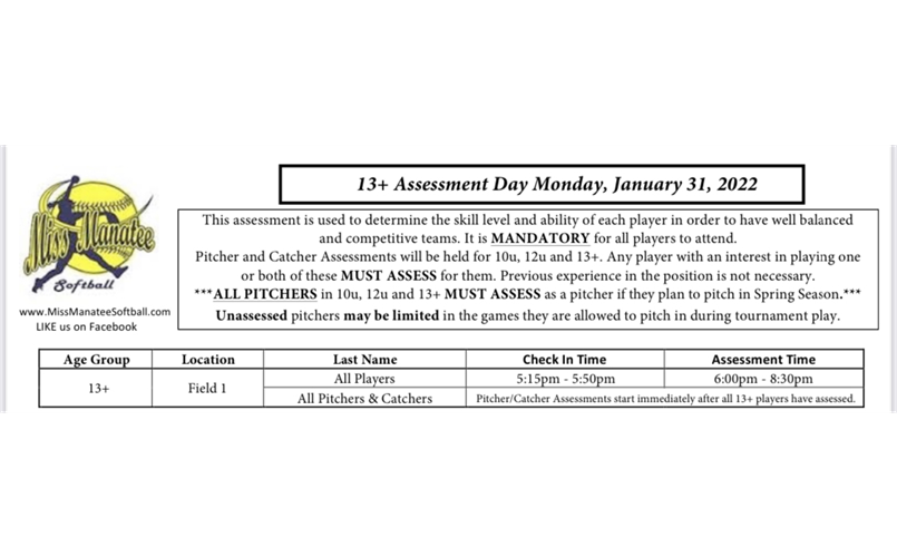 Mandatory 13+ Assessments 