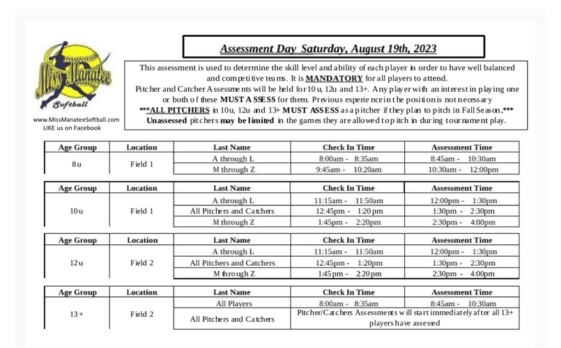 Assessment Schedule